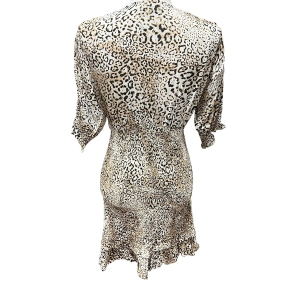 Faithfull The Brand Margherita Signe Animal Print Smocked Mini Dress Medium NWT - Picture 13 of 16